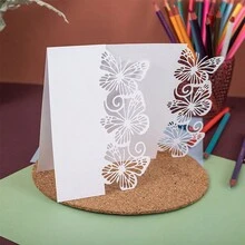 1入組蝴蝶花邊金屬碳鋼切割模型,diy裁剪模型,剪紙相簿手工藝品裝飾壓紋工具 - 銀色C - 查看 4