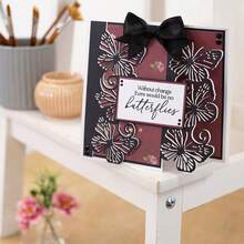 1入組蝴蝶花邊金屬碳鋼切割模型,diy裁剪模型,剪紙相簿手工藝品裝飾壓紋工具 - 銀色C - 查看 5