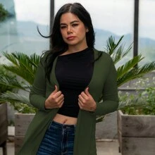 Cárdigan de moda para dama . - Verde militar - Ver 2