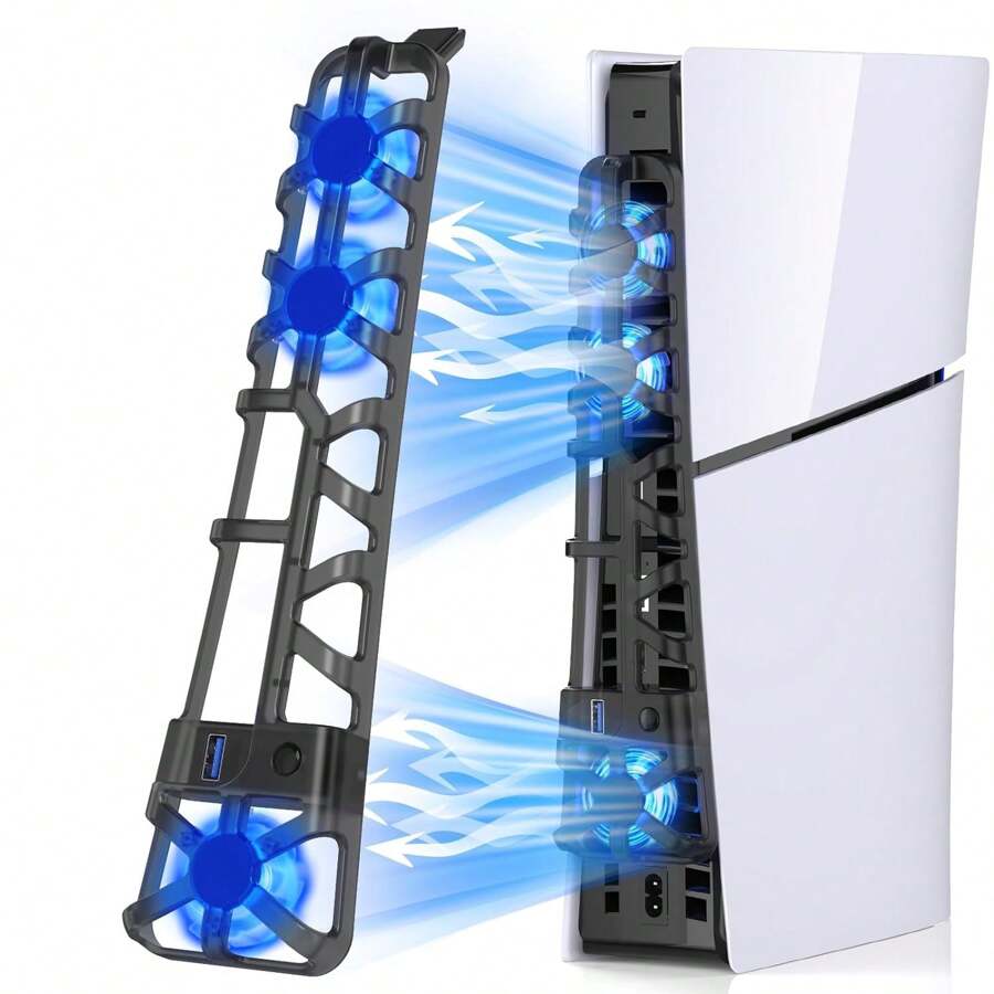 DOBE TP5-3538黑色後置藍光冷卻器，配有USB輸出口，適用於PS5精簡版遊戲機 - 黑色 - 查看 1