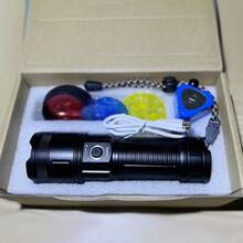 1入刺客白激光手電筒,可充電強光長射程超亮led,便攜式多功能戶外和家庭使用 - 黑色 - 查看 3