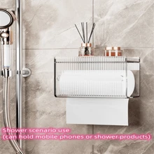 1pc Wall Mounted Toilet Tissue Holder For Bathroom, Random Color - Multicolor - View 6