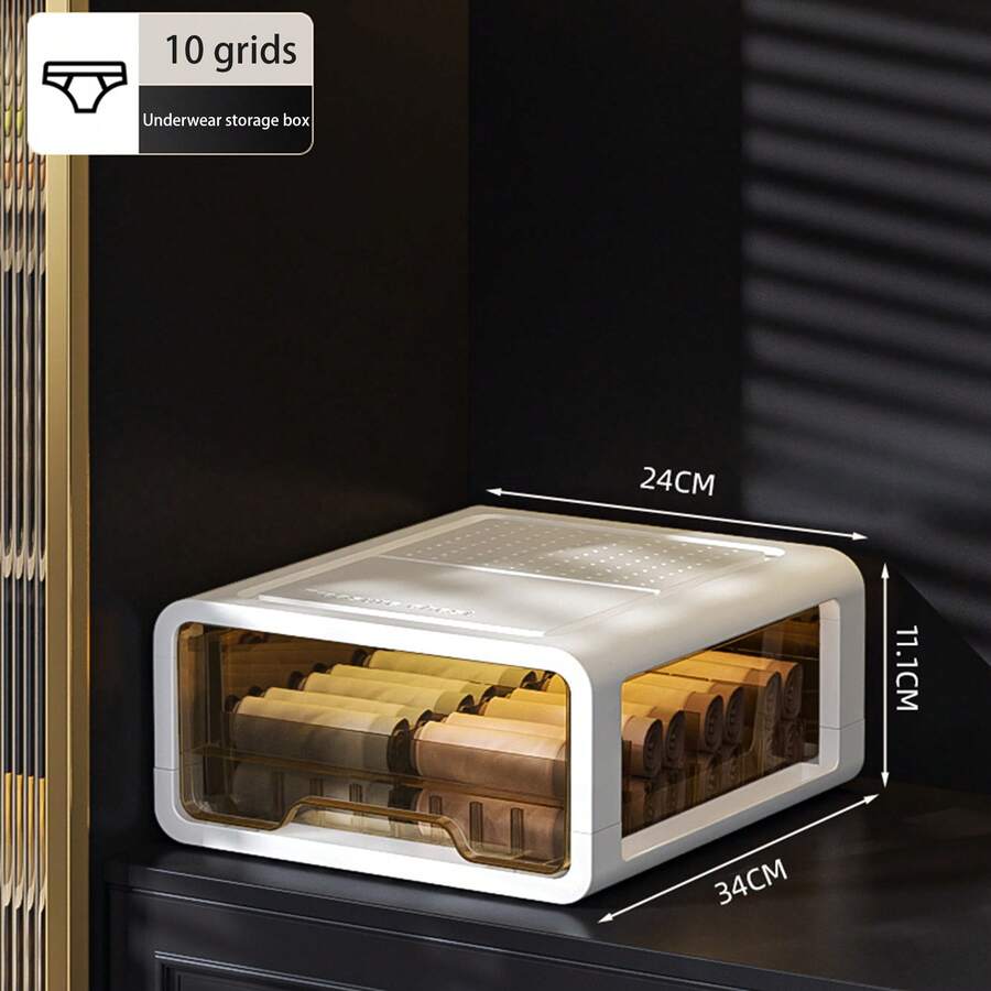 1pc Thickened Drawer Storage Box Household Transparent Underwear Box Clothes Storage Cabinet Clothing Organizing Box Drawer Storage Box - [Underwear] - View 1