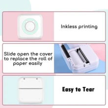 Mini impresora de calcomanías portátil, inalámbrica, Bluetooth, impresora térmica de fotos compatible con iOS y Android, para fotos, notas, notas de estudio - Rosa - Ver 5