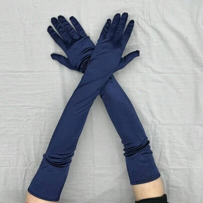 1 Pair Long Satin/Lycra Touchscreen Gloves, Suitable For Bridesmaids, Weddings, Evening Events, And Stage Performanceswedding