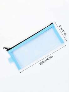 A Korean Version Of Simple Nylon Mesh Transparent Pencil Bag, Portable, Special Pencil Bag For Male And Female Students To Take Exams, Large-Capacity Stationery Storage Bag - Blue - View 7