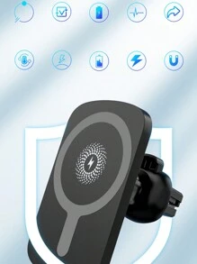 無線汽車充電支架,15瓦快速充電磁性手機架,適用於android - 黑色 - 查看 11