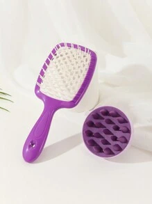 2PCS，1 件洗发梳头皮按摩器，2 合 1 干/湿发头皮按摩器洗发刷头皮护理刷用于头皮护理，适用于男士、女士和儿童，1 件美发按摩头发干燥速干梳蜂窝网状梳 1 件粉色不打结按摩梳直发造型空心梳，发刷/发梳 - 彩色 - 查看 1