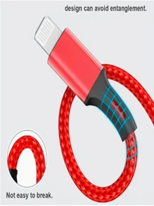 1pc 3A Braided One Drag Three For I.Phone 16/16pro/16pro Max/16plus/15/15pro/15plus/15promax Android Type-C Charging Cable 1.2m Charging Cable 3in1 Black Silver Red Golden Blue - Blue - View 6