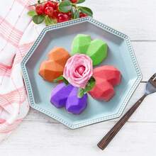 2 cái/bộ 4 khoang 3D Hình trái tim Silicone Sô cô la Kẹo Bánh Khuôn , Ngày lễ tình nhân DIY Bộ khuôn - Màu Hồng Tươi - Xem 6