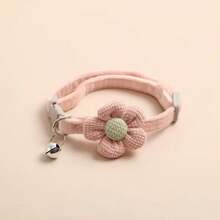 1入組可愛的針織鈴鐺項圈,可調節的貓/小狗項鍊,可愛的貓貓項圈帶花朵裝飾和鈴鐺 - 給您毛茸茸的朋友裝飾的完美選擇！ - 粉色 - 查看 5