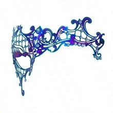 1入組女士高級彩色金屬和鑽石裝飾的化裝舞會面具,適用於派對/狂歡節/婚禮/演出裝飾 - 彩色 - 查看 4