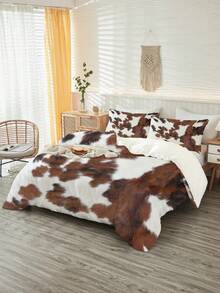 3pcs Cowhide Printed Abstract Animal Skin Print Polyester Bedding Set, Soft Comfortable Comforter Cover, For Bedroom, Guest Room (1*Comforter Cover + 2*Pillowcase, Without Core) - Multicolor - View 6