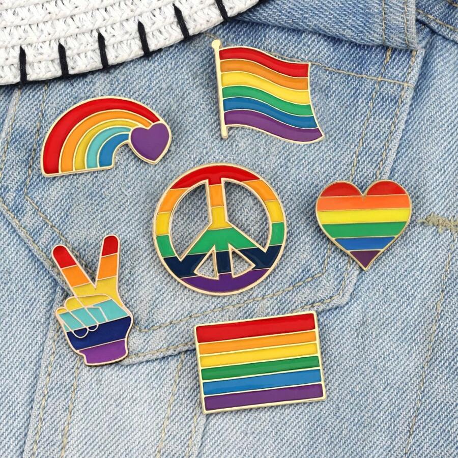 1入 Love Enamel Pins 彩虹胸針,適用於服裝、背包胸針,是時尚珠寶飾品配件禮物 - 彩色 - 查看 1