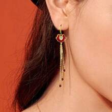 1 對 2024 年新年合金耳環和吊墜套裝,復古風格,帶水鑽裝飾,多功能設計,適合女士日常和節日佩戴 - EA10341-4 - 查看 13