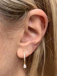 一对925纯银蛇形扭纹耳环，18K镀金经典精致首饰，适合日常佩戴、婚礼、派对、订婚、周年纪念、情人节等各种场合，男女皆宜。 - 金色 - 查看 2