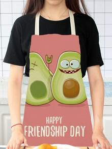 1片亞麻圍裙,印有牛油果、錦鯉、曼陀羅和鯨魚圖案 - 彩色 - 查看 3