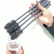 长柄杯刷、奶瓶清洁刷、玻璃器皿刷、婴儿奶瓶刷、厨房清洁刷，无盲区 - 灰色 - 查看 4