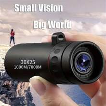 1只30x25迷你單筒望遠鏡,便攜式高清高倍數專業戶外旅行,配有手機支架和目鏡 - 黑色 - 查看 1