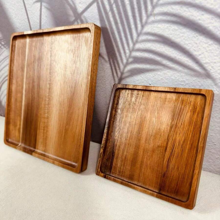 Tea Snack Food Tray, Coffee Snacks Tray, Coffee Fruit Tray, Dining Table Kitchen Tray, Restaurant Utensil Tray - Brown - View 1