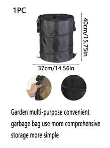 1 件 37 公升可重複使用花園草坪垃圾袋帶手柄折疊葉箱,適合戶外露營和花園,便攜方便,帶夾子,適合草坪護理和園藝 - 黑色 - 查看 3