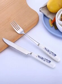 風藍白瓷器餐具套裝,高端禮盒包裝4入組藍白瓷器餐具套裝 - 青花瓷組(1筷1匙1小叉小匙) - 查看 5