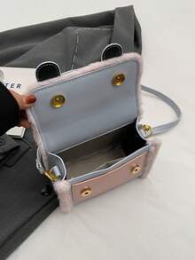 1 件時尚毛絨 Pu 斜挎包,優雅、精緻、奢華、華麗設計,非常適合通勤、旅行、情人節,簡單而別緻,大容量,適合女士冬季作為肩背包或斜挎包攜帶 - 藍色 - 查看 8