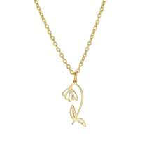 1pc Stainless Steel Birth Month Flower Necklace For Women, Snowdrop Daisy Rose Pendant Neck Chains,Fashionable Jewelry Gifts Valentines