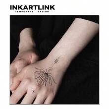 Inkartlink 8*14cm 1片草本汁印花暫時性刺青貼紙,刺青,15天半永久刺青,逼真假刺青,持久1-2週 - 黑色 - 查看 2