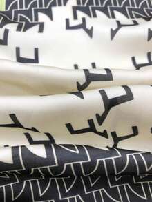 1只幾何拼接印花圍巾,正方形頭巾,手提袋裝飾頸巾,適用於女性 - 彩色 - 查看 4