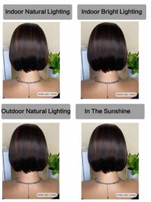 Peruca Sintética Resistente Ao Calor Cabelo Liso Curto Bob Com Faixa Destaques 12 Polegadas Perucas Sintéticas Para Uso Diário - Cor do Piano - Ver 10
