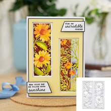1 Molde De Corte De Hoja De Papel Estampado De Metal De Acero Al Carbono Con Diseño De Fondo Rectángulo De Girasol Ahuecado, Herramienta De Embossing Decorativa De Estilo Cool Para Álbum De Recortes Diy De Fotos - Plata C - Ver 1
