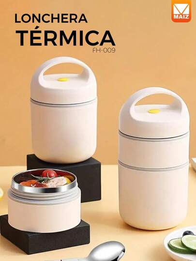 Lonchera Termica Acero Inoxidable Multicapas Facil De Transportar