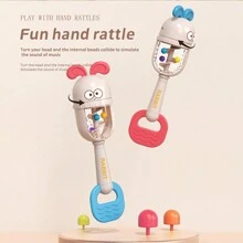 1pc Baby Rattle Shaker, Infant Grasping Teething Sensory Toy With Small Rattling Hammer (Color Random) - Multicolor - View 3