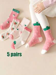 5 cặp Cô gái Vớ giữa bắp chân Đối với Em bé , , Trẻ em , Mùa Xuân , Mùa thu Và Mùa Đông Phong cách , Với Ren Chi tiết - Nhiều màu - Xem 1