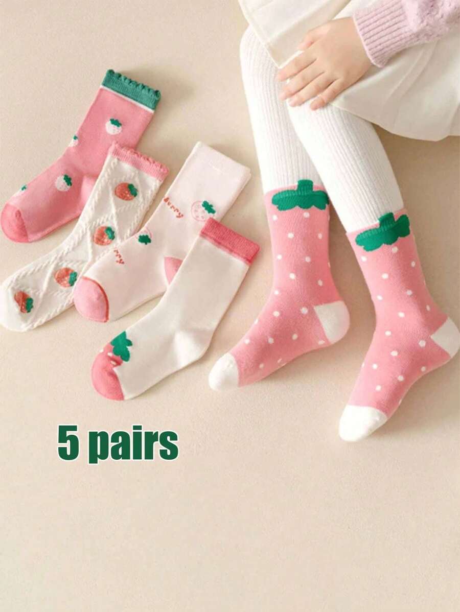 5 cặp Cô gái Vớ giữa bắp chân Đối với Em bé , , Trẻ em , Mùa Xuân , Mùa thu Và Mùa Đông Phong cách , Với Ren Chi tiết - Nhiều màu - Xem 1