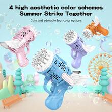 23孔泡泡槍玩具,手持式電動迴旋槍適合4-8歲男女,在生日、婚禮等場合送禮; 不包含電池和泡泡水 - 粉色 - 查看 10