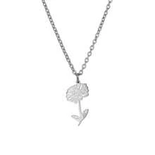 1pc Stainless Steel Birth Month Flower Necklace For Women, Snowdrop Daisy Rose Pendant Neck Chains,Fashionable Jewelry Gifts Valentines