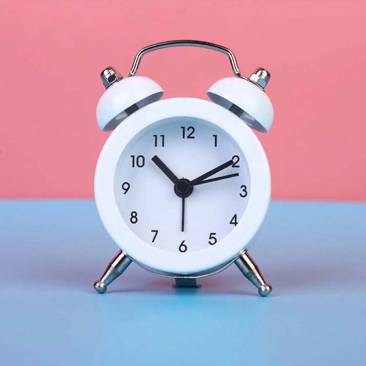 Relógio Despertador de Mesa Analógico Retrô - Branco - Visão 6
