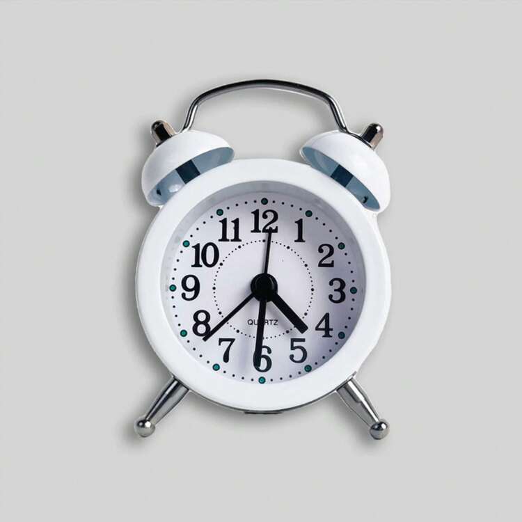 Relógio Despertador de Mesa Analógico Retrô - Branco - Visão 5