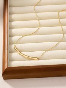 1pc Asymmetrical Geometric Design Zinc Alloy & Snake Chain Necklace With Handmade Feel - Yellow Gold - View 4