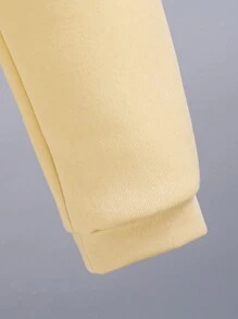 Young Boy Scenery Pattern Printed Hooded Sweatshirt And Sports Pants, Winter - Khaki - View 5