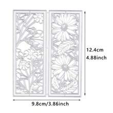 1 Molde De Corte De Hoja De Papel Estampado De Metal De Acero Al Carbono Con Diseño De Fondo Rectángulo De Girasol Ahuecado, Herramienta De Embossing Decorativa De Estilo Cool Para Álbum De Recortes Diy De Fotos - Plata C - Ver 2