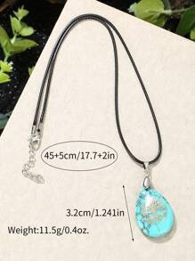 7輪迴石生命樹吊墜天然水滴項鍊,玫瑰水晶粉晶晶虎眼石禮物 - 彩色 - 查看 3