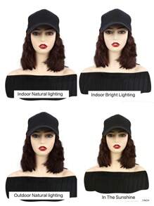 帽子假髮中長捲髮鮑伯剪髮帽子假髮合成假髮初學者友好自然適合日常使用 - Dark Brown - 查看 8