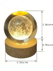 1入3d玻璃球夜燈,創意奇幻裝飾,配有星系水晶球和木質底座,適用於家居辦公室臥室桌面裝飾,房間裝飾