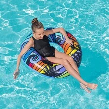 Salvavidas Flotador Multicolor Dona Grande 91 diámetro cm Diseño Tropical  Inflables Flotador para Piscina - Azul - Ver 1