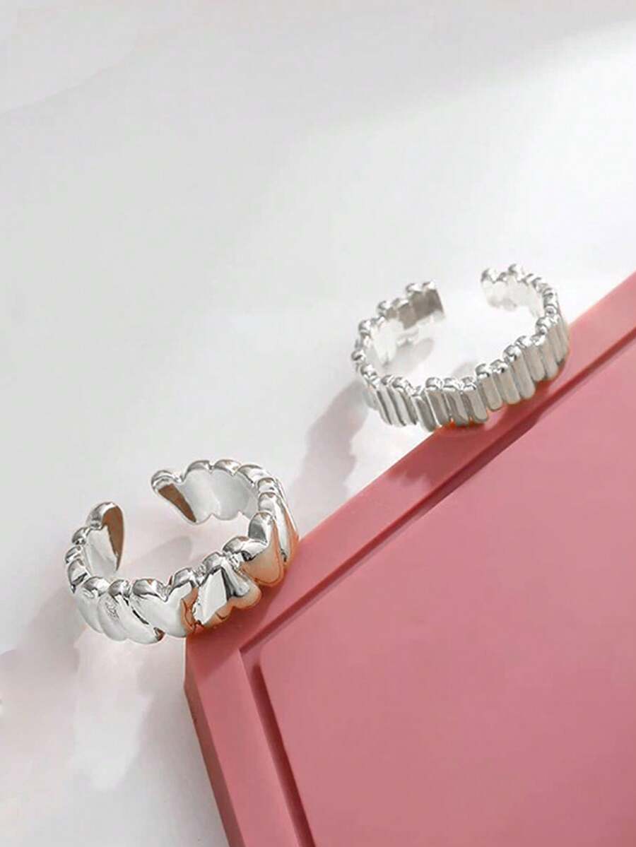 Minimalist Open Ring Adjustable Holiday Fashion Accessory Festival Gift, Cold Tone - Silver - View 1