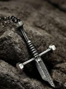 Retro Vỡ Thanh kiếm Vượt qua Con trai Dây chuyền Nam Hip Hop Phong cách - TD-218 - Xem 4