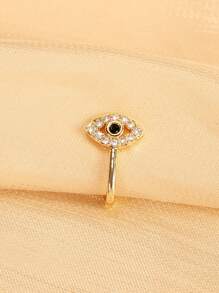 U型金色眼形假鼻環,微鑲嵌,無需穿刺鼻夾 - 黑鑽眼睛 - 查看 3